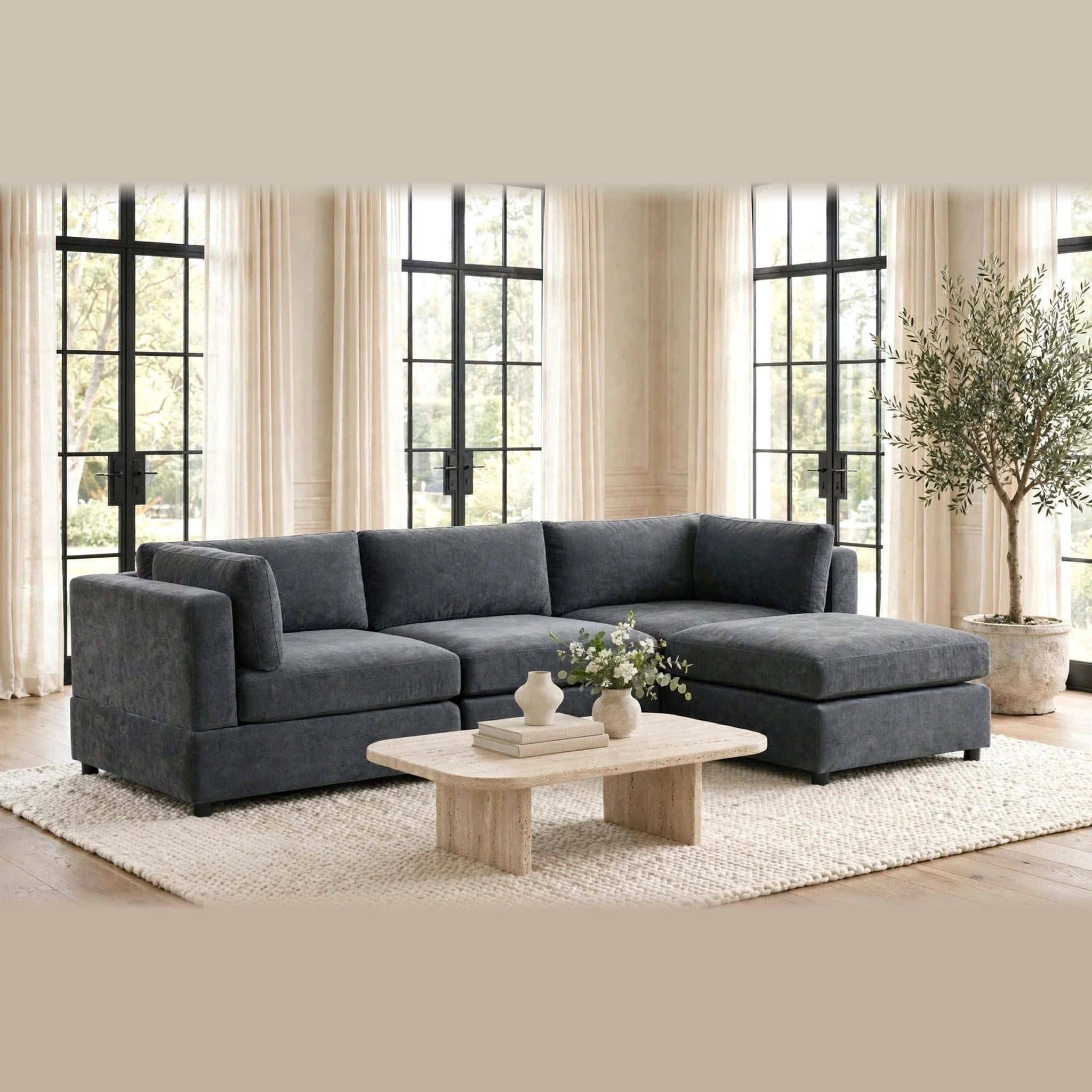 Milan sectional - charcoal